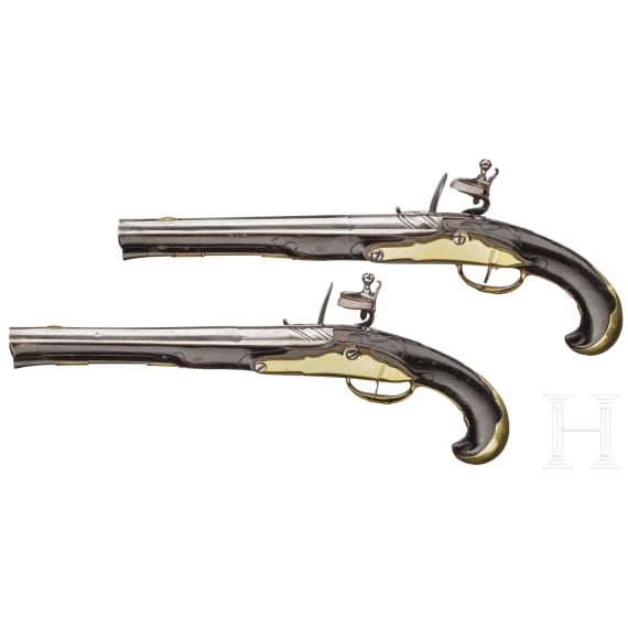 A pair of flintlock pistols by Lindenschmitt in Mainz, ca. 1780