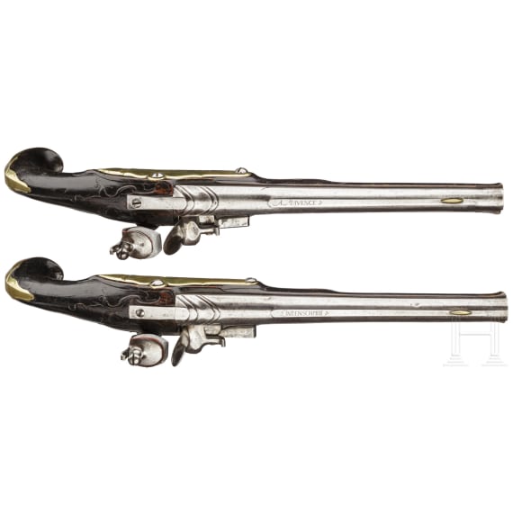 A pair of flintlock pistols by Lindenschmitt in Mainz, ca. 1780