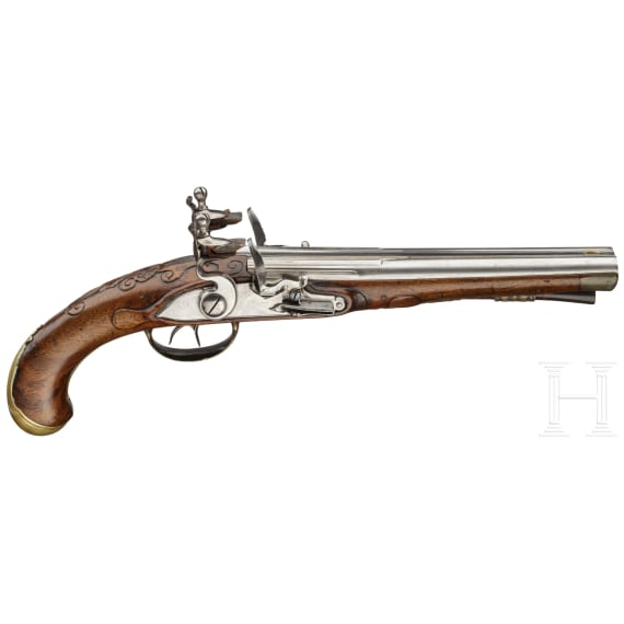 A French or Italian double-barelled flintlockpistol, ca. 1780
