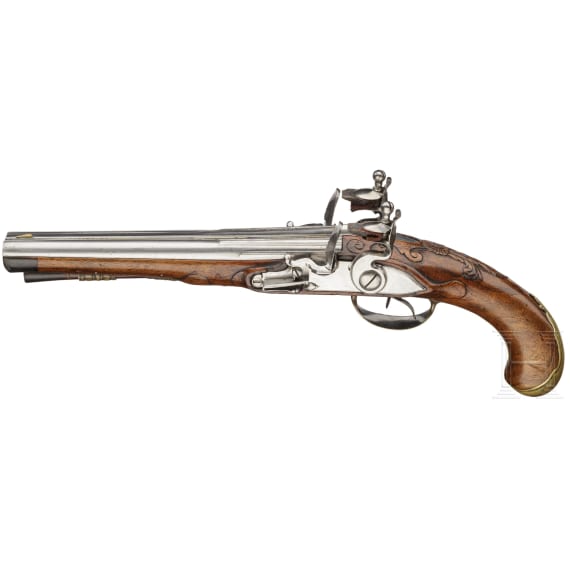 A French or Italian double-barelled flintlockpistol, ca. 1780