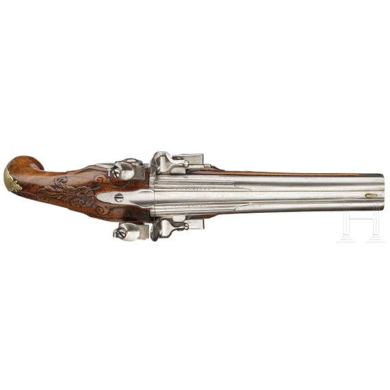 A French or Italian double-barelled flintlockpistol, ca. 1780