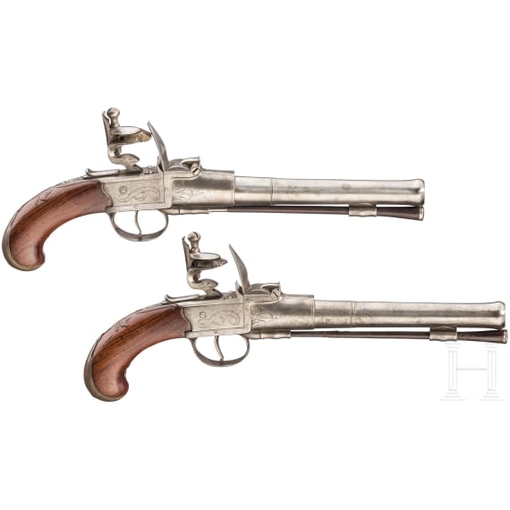 A pair of flintlock travel pistols, Turin, ca. 1780