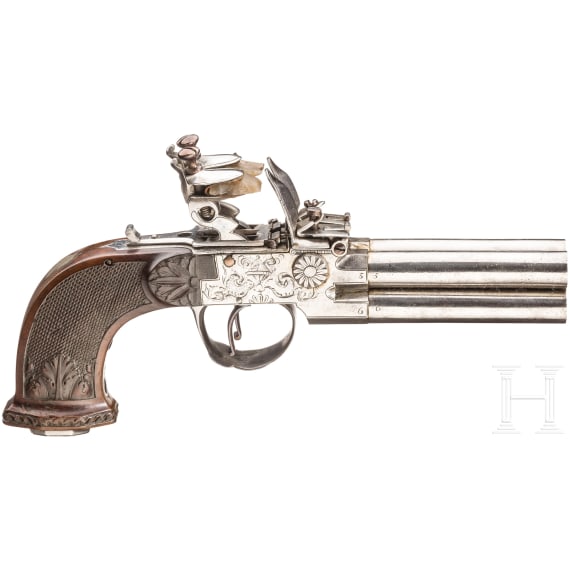 A four-barreled flintlock terzerol, Flemish, ca. 1800