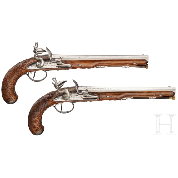 A pair of flintlock pistols by Delpire in Paris, circa 1810