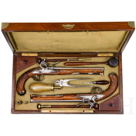 A pair of flintlock pistols by Delpire in Paris, circa 1810