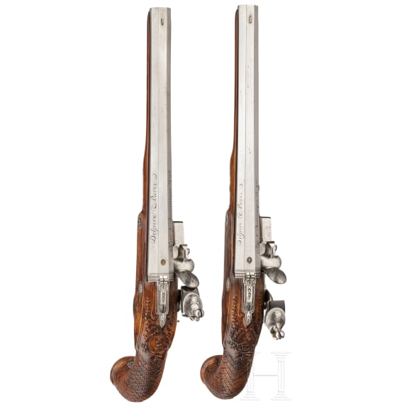 A pair of flintlock pistols by Delpire in Paris, circa 1810