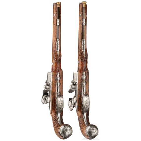 A pair of flintlock pistols by Delpire in Paris, circa 1810