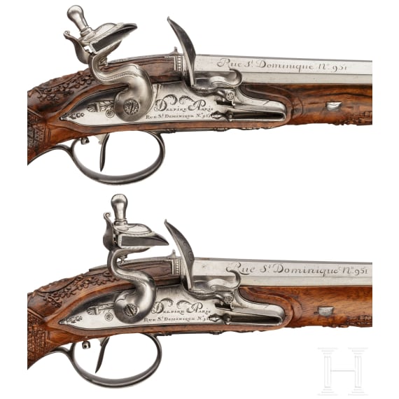 A pair of flintlock pistols by Delpire in Paris, circa 1810
