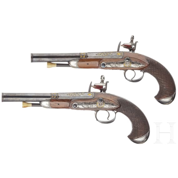 A pair of Spanish miquelet pistols, Jose Ma. Alberdi, circa 1810