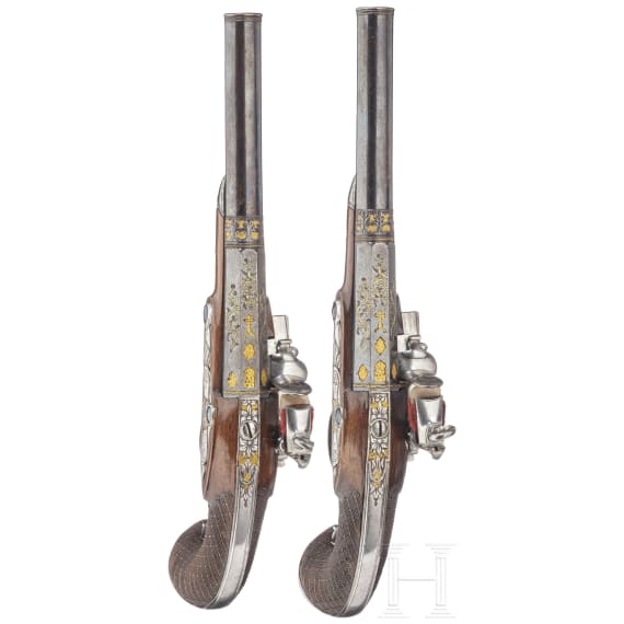 A pair of Spanish miquelet pistols, Jose Ma. Alberdi, circa 1810