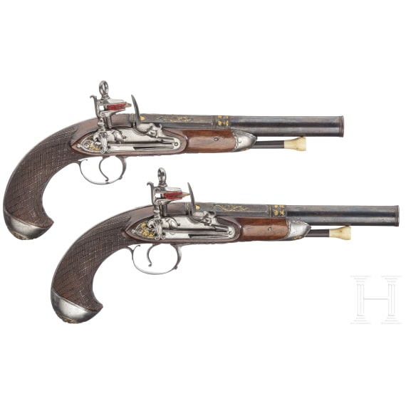 A pair of Spanish miquelet pistols, Jose Ma. Alberdi, circa 1810
