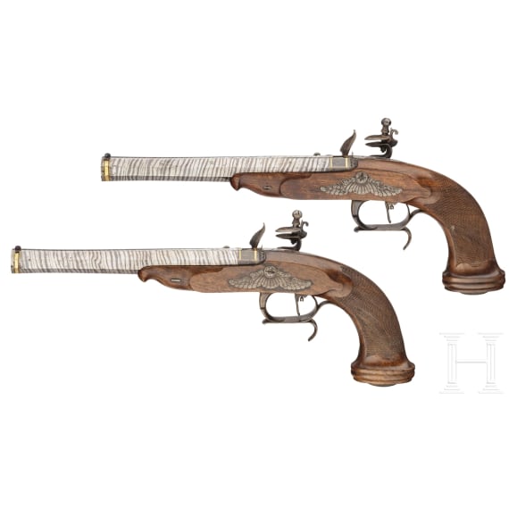 A cased pair of flintlock pistols, Pirmet of Paris, circa 1815