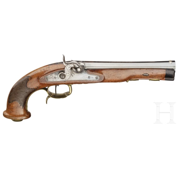 A percussionpistol by Ebert & Sons in Suhl, ca. 1830