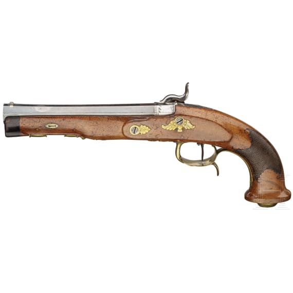 A percussionpistol by Ebert & Sons in Suhl, ca. 1830