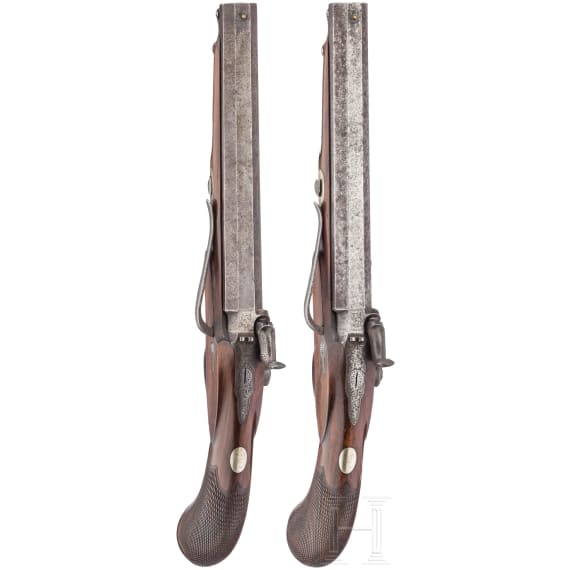 A cased pair of percussion pistols, Edward & William Bond, London, circa 1840