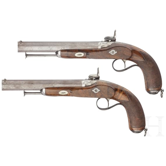 A pair of percussion pistols, Devisme in Paris, circa 1840