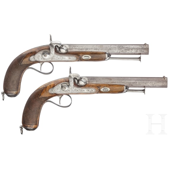 A pair of percussion pistols, Devisme in Paris, circa 1840
