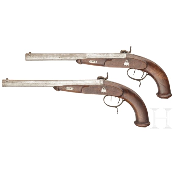 A pair of percussion pistole by Leithner in Isch, ca. 1850
