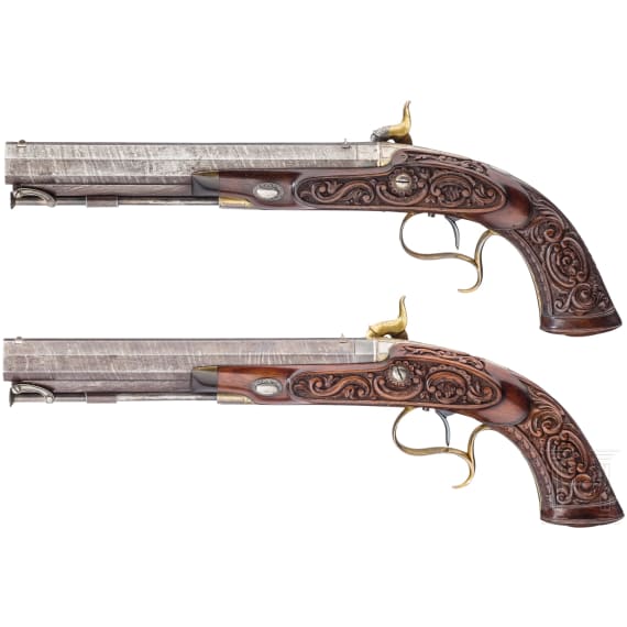A cased pair of deluxe percussion pistols, Joseph Charles Reilly, London, circa 1850