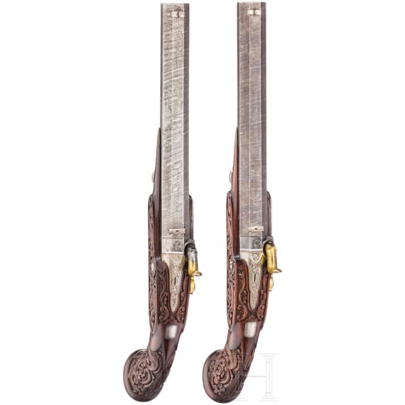 A cased pair of deluxe percussion pistols, Joseph Charles Reilly, London, circa 1850