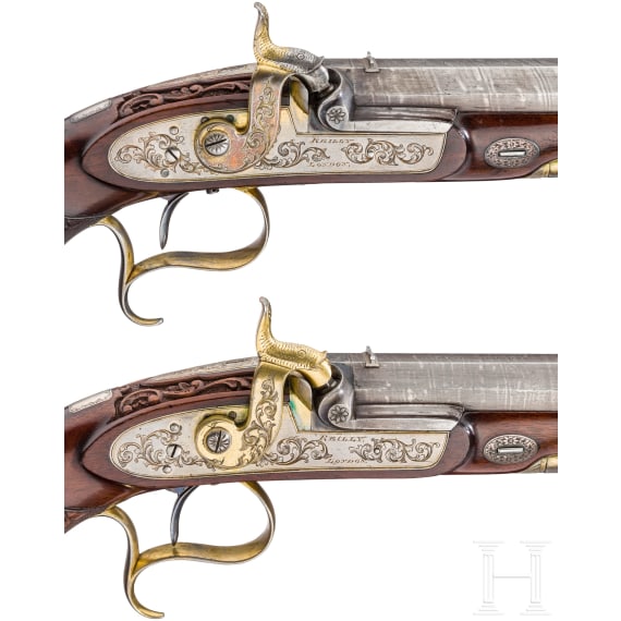 A cased pair of deluxe percussion pistols, Joseph Charles Reilly, London, circa 1850