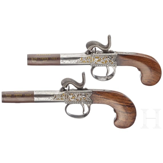 A pair of percussion terzerols, Ibarzabal in Eibar, circa 1850