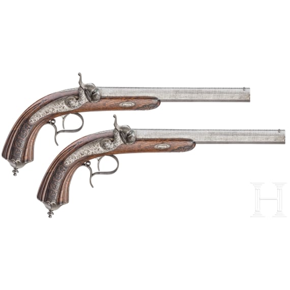A pair of French percussion pistols, Paul Boithard, St. Etienne, circa 1860