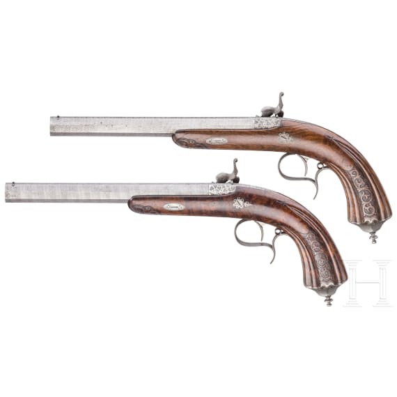 A pair of French percussion pistols, Paul Boithard, St. Etienne, circa 1860