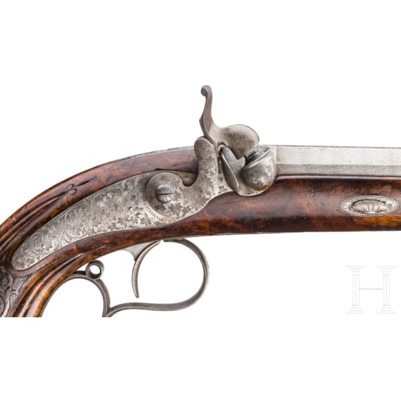 A pair of French percussion pistols, Paul Boithard, St. Etienne, circa 1860
