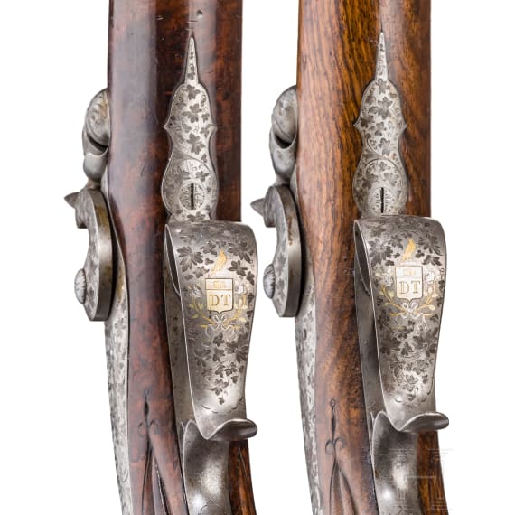 A pair of French percussion pistols, Paul Boithard, St. Etienne, circa 1860