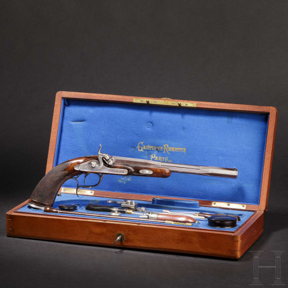 A cased breech-loading percussion pistol by Gastinne Renette in Paris, circa 1860