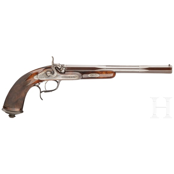 A cased breech-loading percussion pistol by Gastinne Renette in Paris, circa 1860