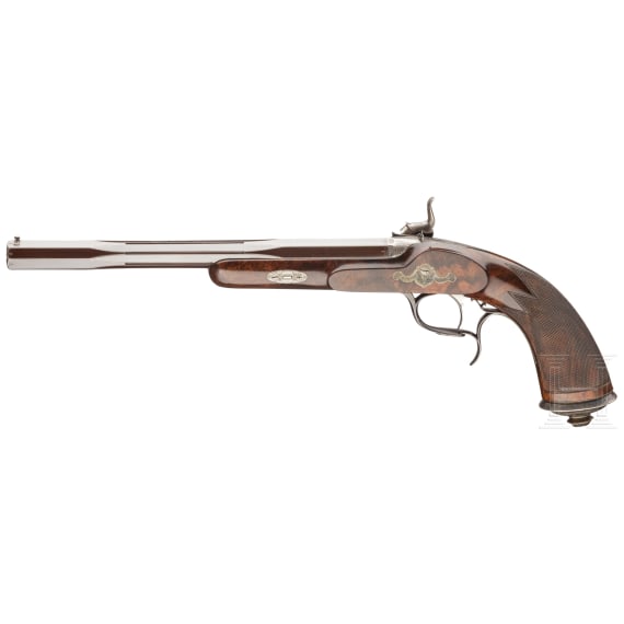 A cased breech-loading percussion pistol by Gastinne Renette in Paris, circa 1860