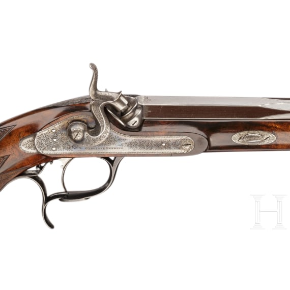A cased breech-loading percussion pistol by Gastinne Renette in Paris, circa 1860