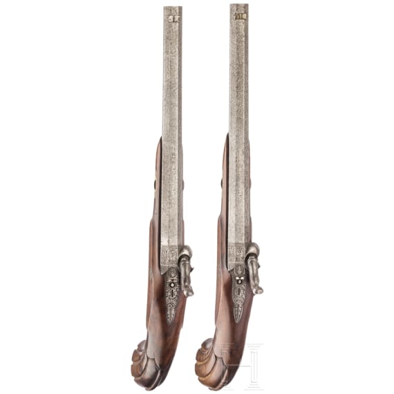 A cased pair of percussion pistols, G. O. Nerkl, Grossenhain/Saxony, circa 1860