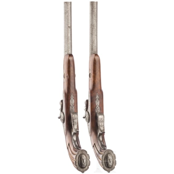 A cased pair of percussion pistols, G. O. Nerkl, Grossenhain/Saxony, circa 1860