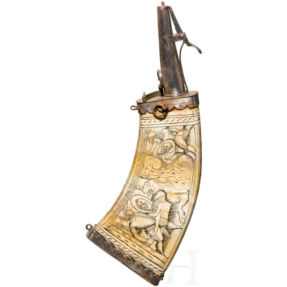 A German musketeer's powder flask, ca. 1630