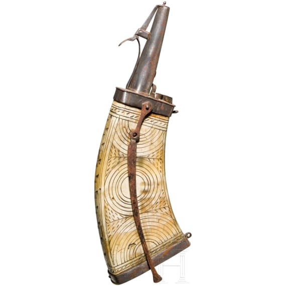 A German musketeer's powder flask, ca. 1630