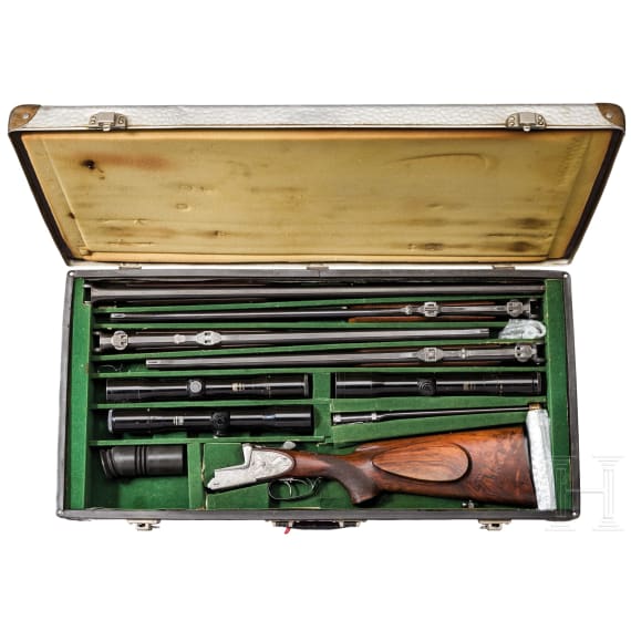 A Winkler, Ferlach, over/under combination rifle, with three barrel sets