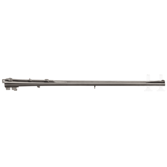 A Merkel double-rifle with Zeiss scope, and a side-by-side shotgun barrel set with case