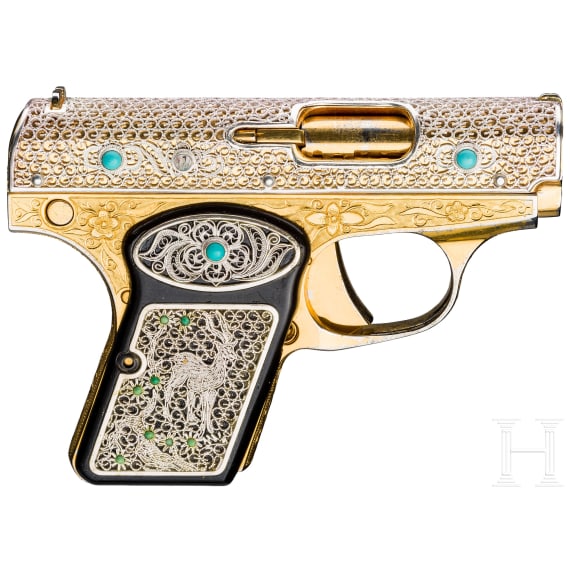 A cased Norinco M 84 in gold finish