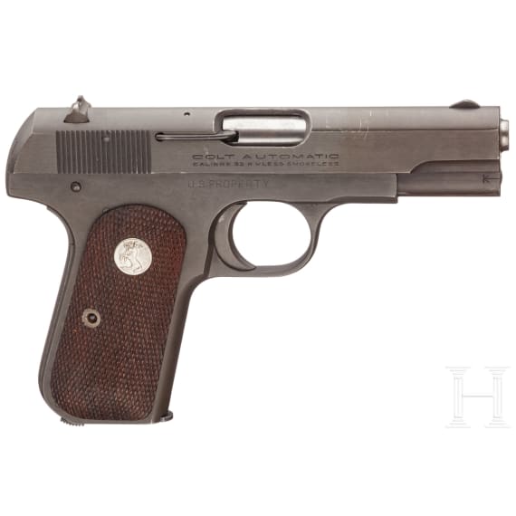 A Colt M 1903 Hammerless .32 U.S. Government with holster