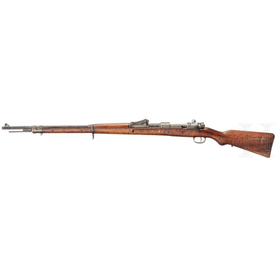 A rifle 98, Mauser 1915, marked "EWB", modified for blank-firing