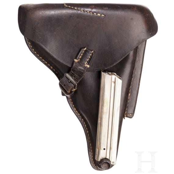 A pistol 08, Erfurt 1918 with holster and two magazines with matching numbers
