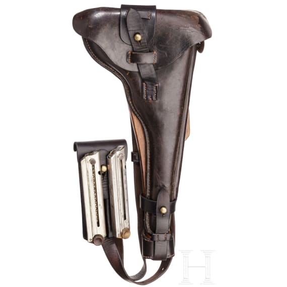 An Artillery Luger, Erfurt 1914, with shoulder stock, holster and strapping