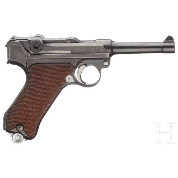 A pistol 08 by Simson, "Blank Chamber Variation", with holster
