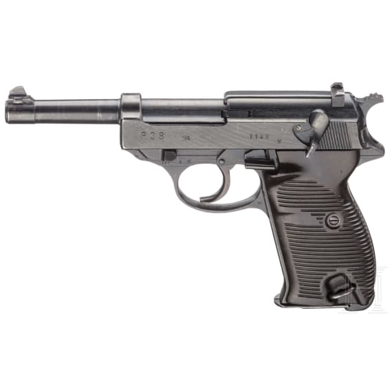 A Spreewerk P 38, code "cyq", grip frame made by FN, with holster