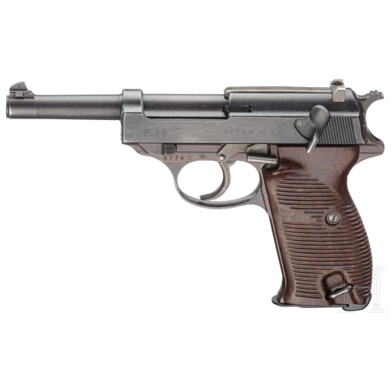 A Walther P 38, code "ac - 45" with fnh barrel and holster