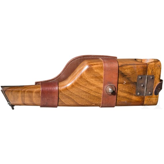A holster stock for a Mauser C 96 with leather straps (repro)