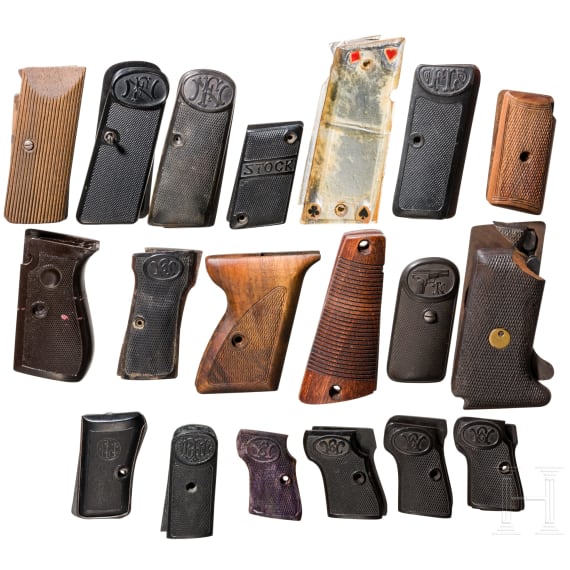 A collection of 17 pairs of different gripscales and three